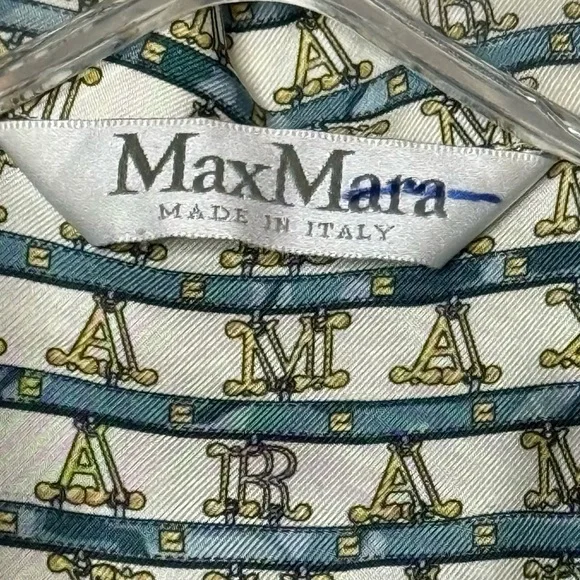 MaxMara Cupid Vampata Monogram Silk Button Front Belted Shirt Dress Size Small - Picture 13 of 15